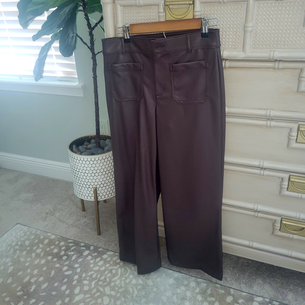 LOFT Espresso Brown Faux Leather Palmer Pants